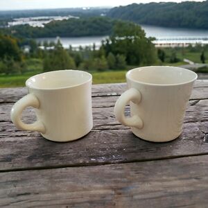 Set Of 2 Slightly Mismatched Antique Vintage Plain Mugs Coffee Tea Cups
